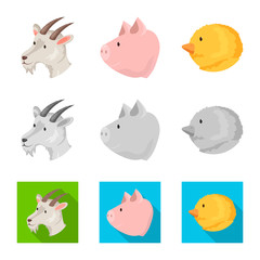 Isolated object of agriculture and breeding logo. Collection of agriculture and organic  stock vector illustration.