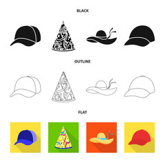 Isolated object of clothing and cap logo. Set of clothing and beret stock vector illustration.