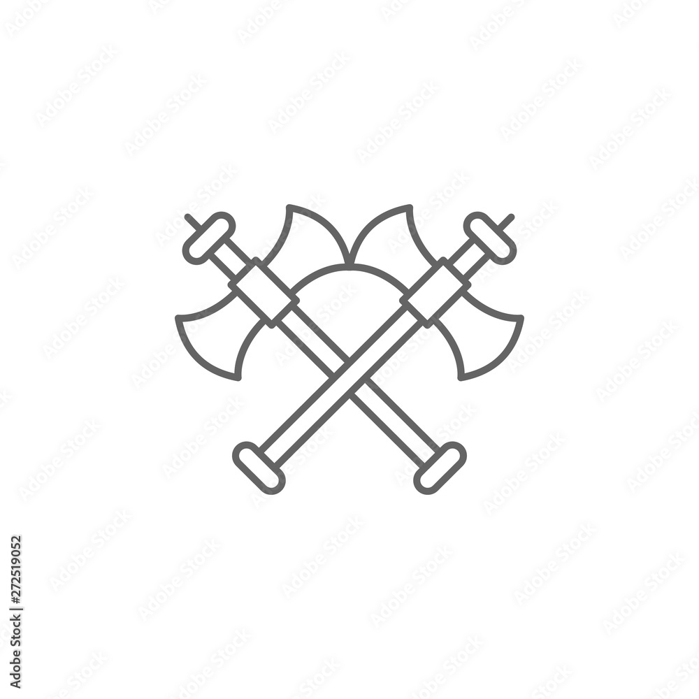 Poster medieval, axes icon. element of medieval period icon. thin line icon for website design and developm