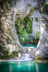 Waterfall Sentonina Staza on Sentonas trail between Rabac and Labin - obrazy, fototapety, plakaty
