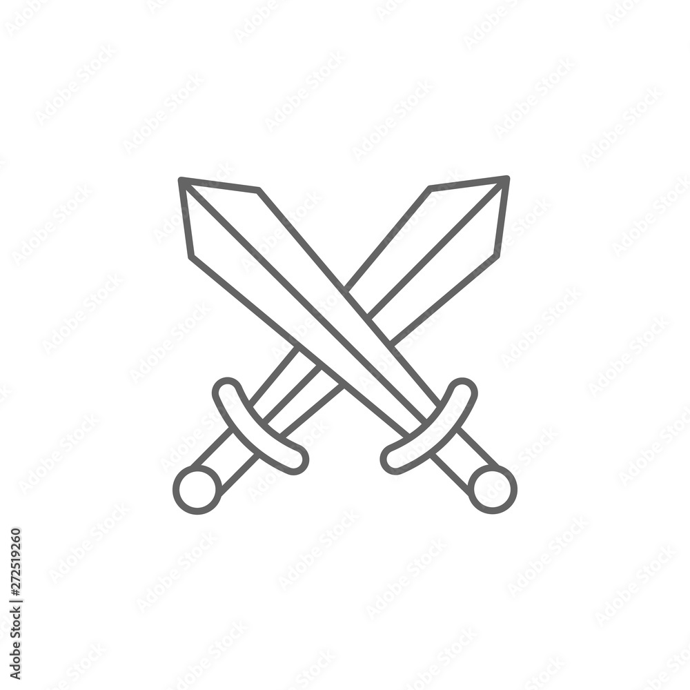 Poster medieval, swords icon. element of medieval period icon. thin line icon for website design and develo