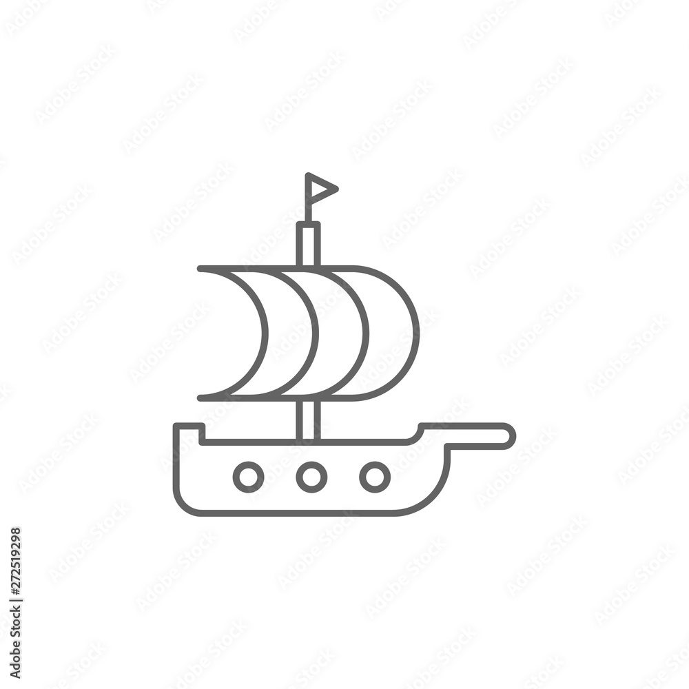 Poster medieval, ship icon. element of medieval period icon. thin line icon for website design and developm