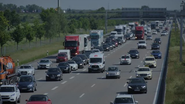 German higway with traffic jam 