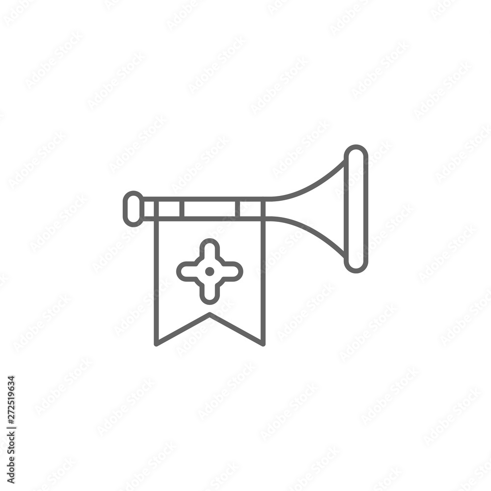 Poster medieval, trumpet icon. element of medieval period icon. thin line icon for website design and devel