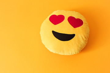 yellow background smiley smile love heart pillow orange red summer