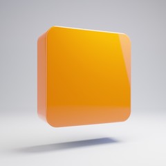 Volumetric glossy hot orange stop icon isolated on white background.