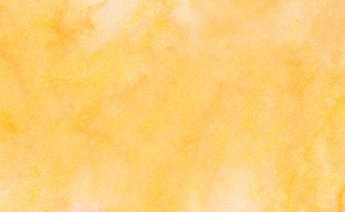 Smeared ink effect bright orange and yellow color shades watercolor background. Vivid aquarelle paint paper texture canvas element for retro text design, invitation card, vintage template illustration