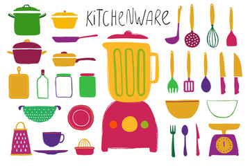 Collection Of Colorful Kitchenware