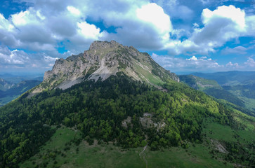 Obraz premium Big Rozsutec peak, Little Fatra, Slovak republic panorama aerial view. Hiking theme. Seasonal natural scene.