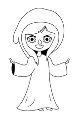 Medieval witch cartoon of fairytale design