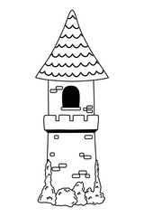 Isolated castle with pennants design