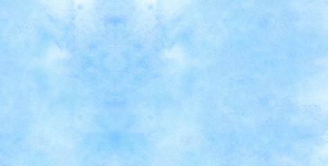 Blue aquarelle painted paper textured canvas for vintage design, invitation card, template. Creative background, smeared light turquoise frame. Simple sky shades color watercolor illustration