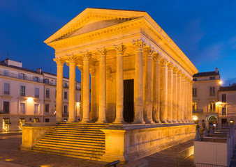 Maison Carree in night lights, Nimes