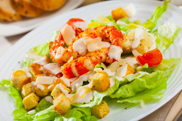 Caesar salad with shrimps