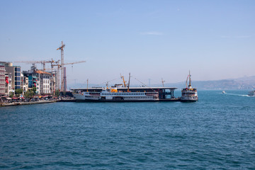 View of Bosphorus from Galata Bridge in Istanbul.