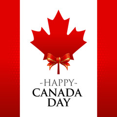 Greeting card for Canada Day on July 1st. Canada Maple Leaf. Copy space. Vector illustration