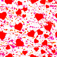 Happy Valentine's day background. illustration -  heart, watercolor blots