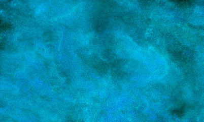 Dark aquarelle painted ink canvas for modern creative design. Blue neon watercolor on deep black paper illustration. Lightning night sky and thunder background