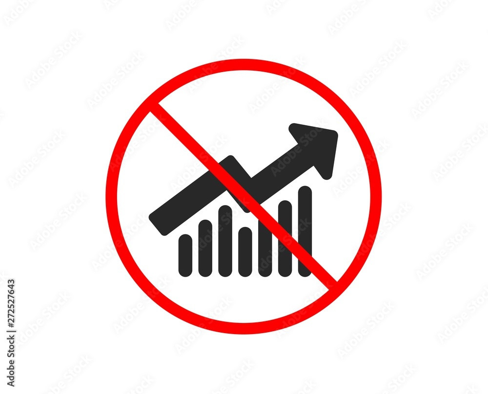 Poster no or stop. chart icon. report graph or sales growth sign. analysis and statistics data symbol. proh
