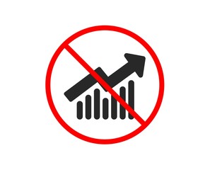 No or Stop. Chart icon. Report graph or Sales growth sign. Analysis and Statistics data symbol. Prohibited ban stop symbol. No demand curve icon. Vector