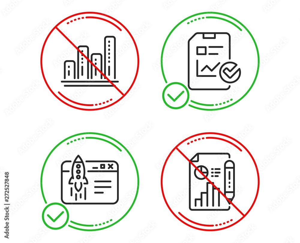 Poster do or stop. start business, report checklist and graph chart icons simple set. report document sign.