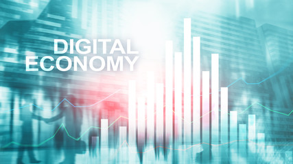 DIgital economy, financial technology concept on blurred background.