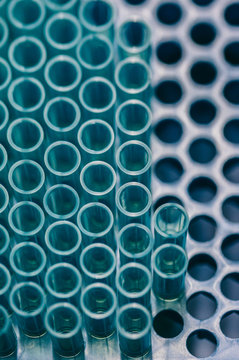 Abstract background of blue test tubes