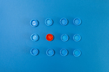 A group of caps on a blue background