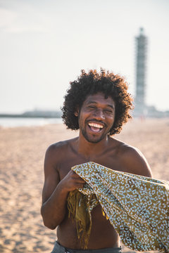 Portrait of Brazilian man on the beach