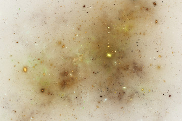 Abstract golden fractal nebula, digital artwork for creative graphic design