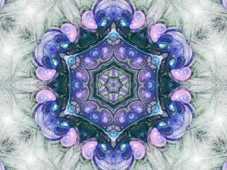 Violet and blue fractal heart, digital artwork for creative grap