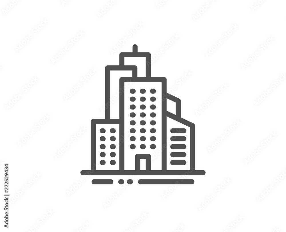 Poster skyscraper buildings line icon. city architecture sign. town symbol. quality design element. linear 