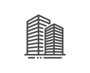 Skyscraper buildings line icon. City architecture sign. Town symbol. Quality design element. Linear style skyscraper buildings icon. Editable stroke. Vector