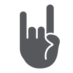 Rock and roll sign glyph icon, music and hand, heavy metal gesture sign, vector graphics, a solid pattern on a white background.