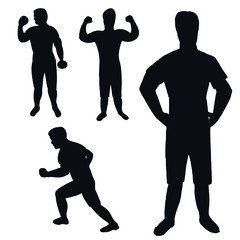 Fitness and Sport man silhouettes isolated on white background.