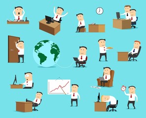 Businessman, work business situation icons