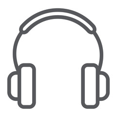 Headphones line icon, music and sound, audio accessory sign, vector graphics, a linear pattern on a white background.