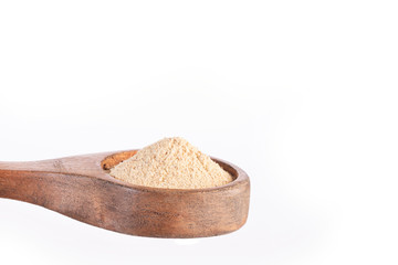 Organic maca powder - Lepidium meyenii. Text space