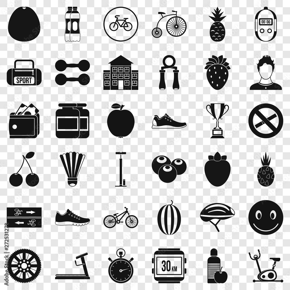 Poster muscle icons set. simple style of 36 muscle vector icons for web for any design