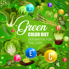 Green color food, healthy vegetables detox diet