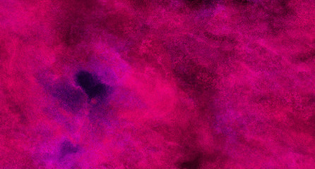 Dark magenta watercolor on black background. Pink paper texture water color painted illustration....