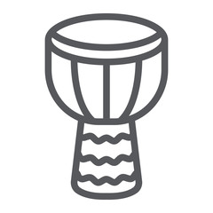 Djembe line icon, music and instrument, drum sign, vector graphics, a linear pattern on a white background.