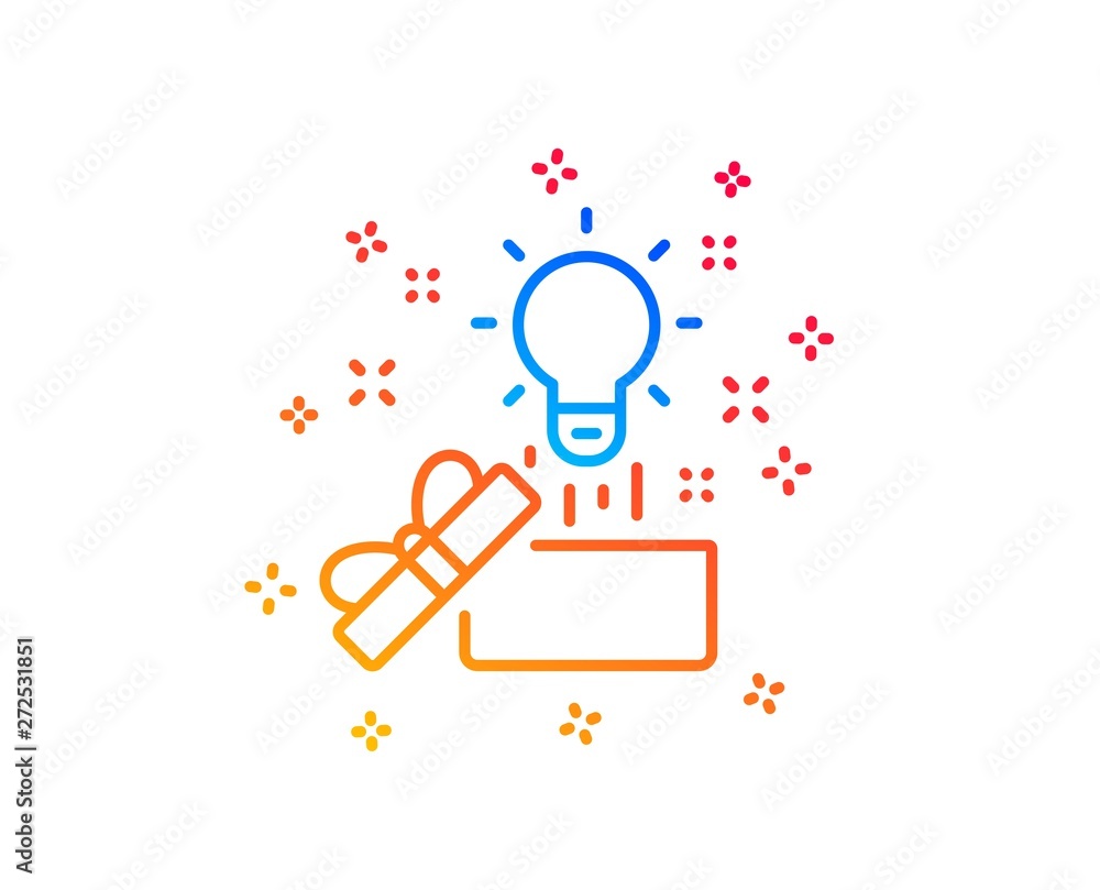 Poster out of the box line icon. creativity sign. gift box with idea symbol. gradient design elements. line