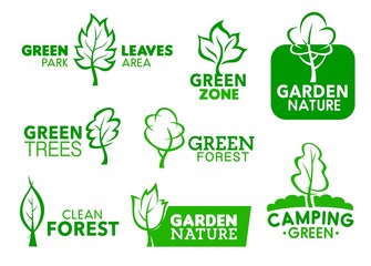 Green garden park, nature leaf corporate icons