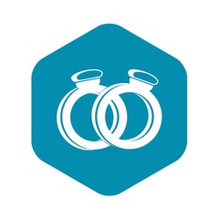 A pair of gold wedding rings in simple style isolated on white background vector illustration