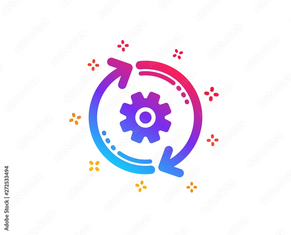 Poster cogwheel icon. engineering tool sign. cog gear, refresh settings symbol. dynamic shapes. gradient de