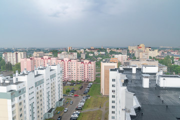 Panoramic view of Grodno city in Belarus during cloudy day.