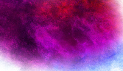Aquarelle vivid ink textured blue, pink and purple color canvas for modern design. Smeared abstract...