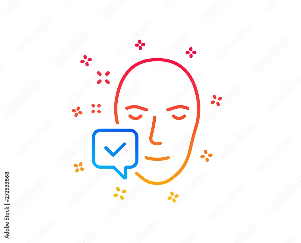 Poster face accepted line icon. access granted sign. facial identification success symbol. gradient design 