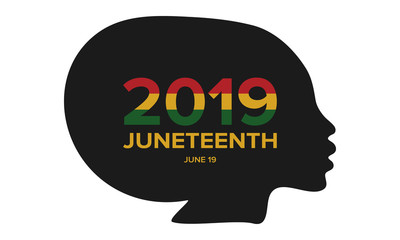 Juneteenth Independence Day. Freedom or Emancipation day. Annual american holiday, celebrated in June 19. African-American history and heritage. Poster, greeting card, banner and background. Vector
